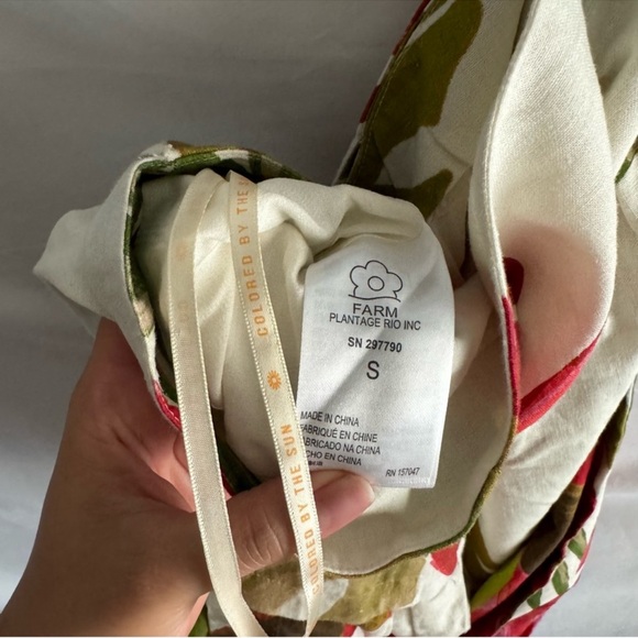 Farm Rio Spring Forest Green Red Tropical Leaf Print Mini Wrap Skirt Size S - Picture 12 of 16